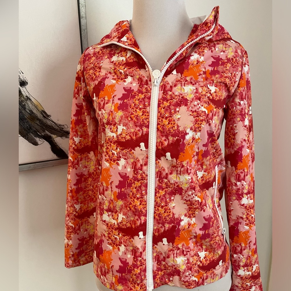 Hunter (Target) Pink Floral Zip Front Jacket with Hood Size Medium